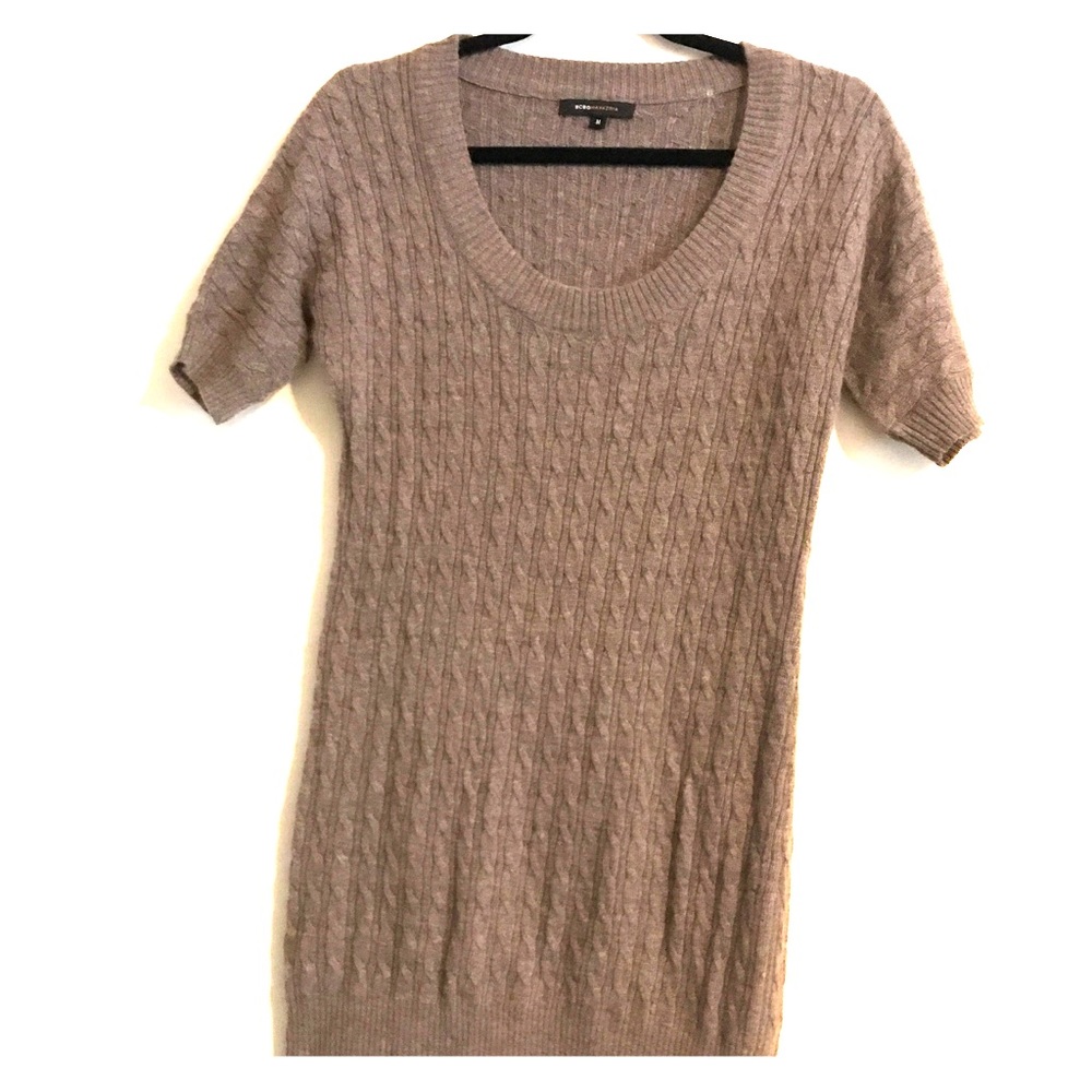 BCBG Brown Angora Cable Knit Sweater Dress